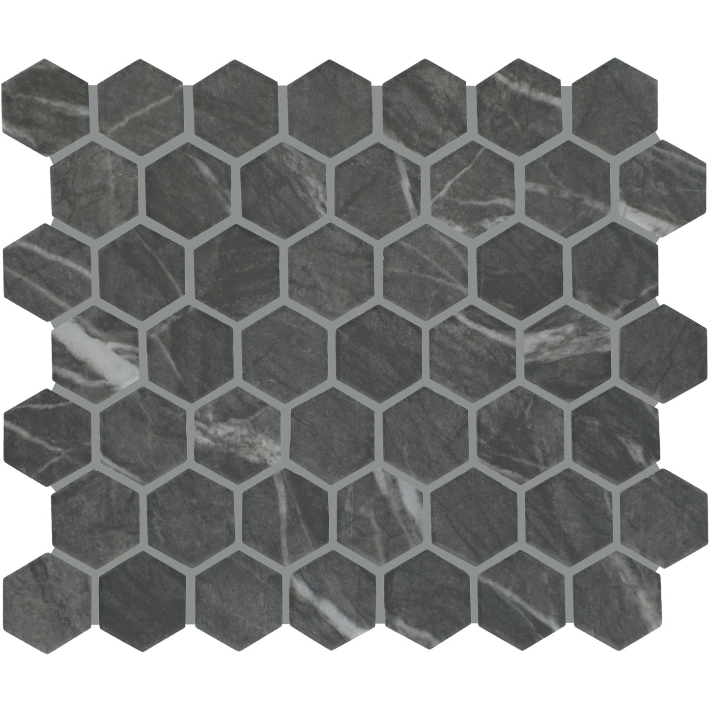 STAINMASTER Emperor Ash 10-in x 12-in Matte Ceramic Marble look Hexagon Mosaic Floor and Wall Tile product image