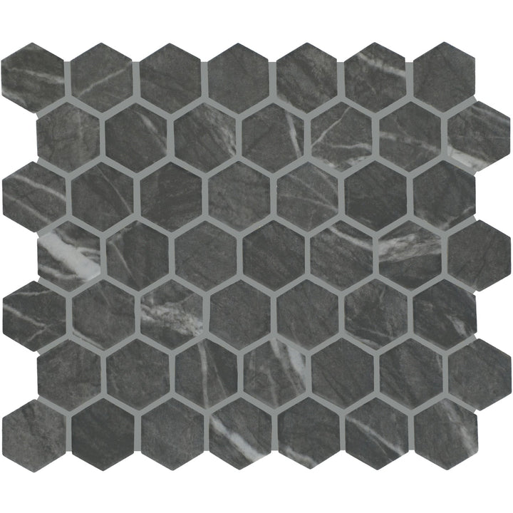 STAINMASTER Emperor Ash 10-in x 12-in Matte Ceramic Marble look Hexagon Mosaic Floor and Wall Tile product image