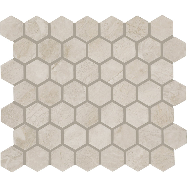 STAINMASTER Somerset Beige 10-in x 12-in Matte Ceramic Marble look Hexagon Mosaic Floor and Wall Tile product image