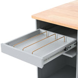 Bayfeve Grey Blue Kitchen Island with Drop Leaf, LED Light Kitchen Cart on Wheels with 2 Fluted Glass Doors and 1 Flip Cabinet Door, Large Kitchen Island Cart with an Adjustable Shelf and 2 Drawers