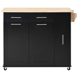 Bayfeve Kitchen Island with Drop Leaf, Kitchen Storage Cart with 3 Tier Pull Out Cabinet Organizer, Internal Storage Rack, Rolling Kitchen Cart on Wheels with Towel Rack, 2 Drawers, for Kitchen, Black