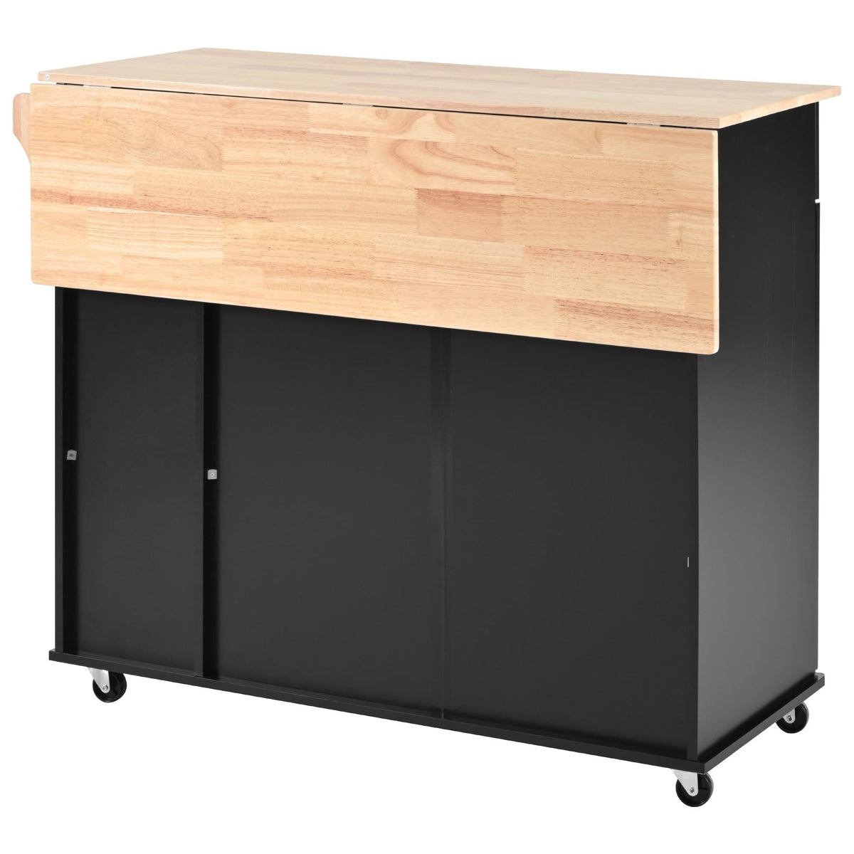 Bayfeve Kitchen Island with Drop Leaf, Kitchen Storage Cart with 3 Tier Pull Out Cabinet Organizer, Internal Storage Rack, Rolling Kitchen Cart on Wheels with Towel Rack, 2 Drawers, for Kitchen, Black