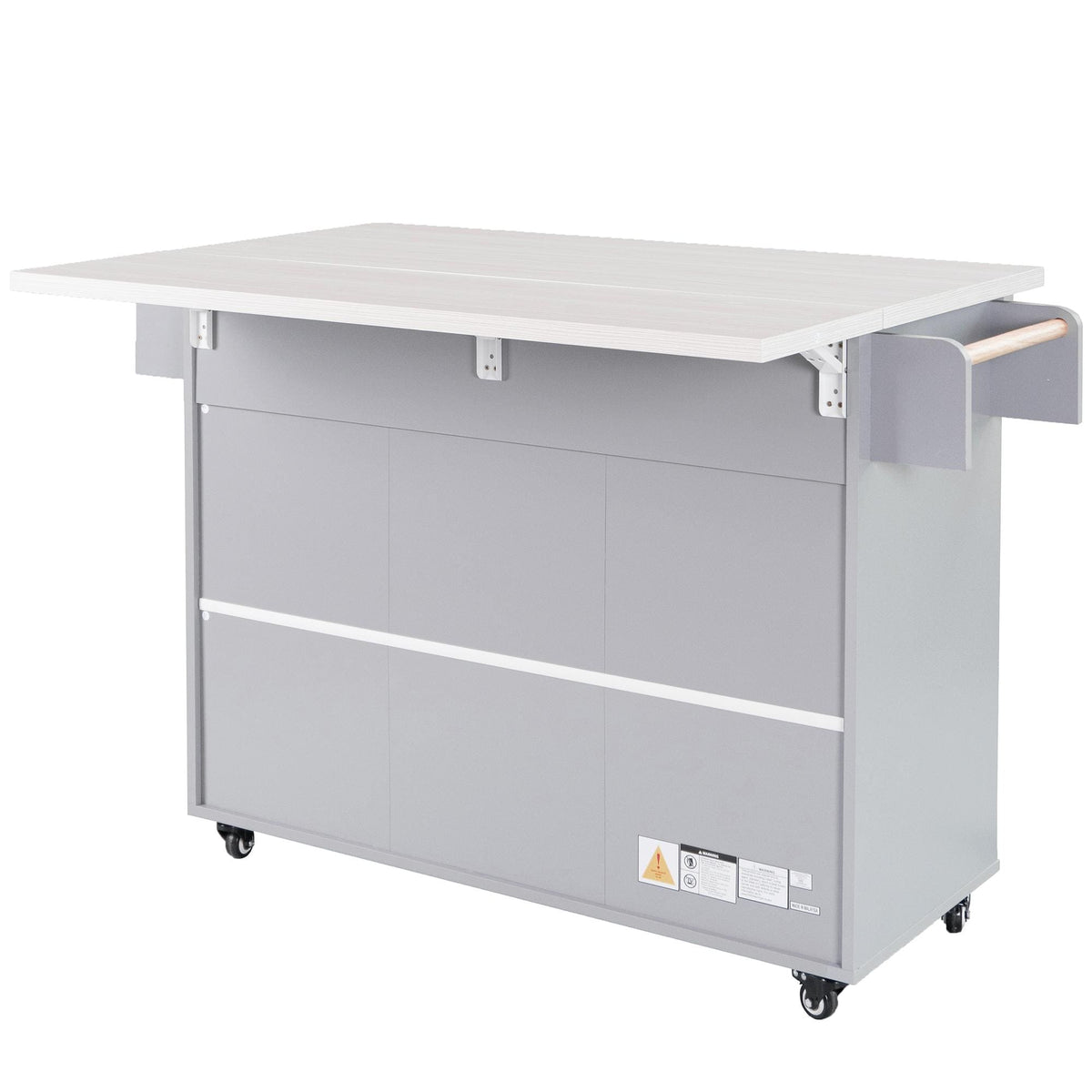 Bayfeve Kitchen Island with Trash Can Storage Cabinet, Kitchen Cart with Drop Leaf, Spice Rack, Towel Rack and Drawer, Rolling Kitchen Island on Wheels with Adjustable Shelf, Grey