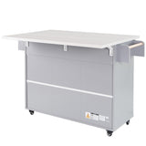 Bayfeve Kitchen Island with Trash Can Storage Cabinet, Kitchen Cart with Drop Leaf, Spice Rack, Towel Rack and Drawer, Rolling Kitchen Island on Wheels with Adjustable Shelf, Grey