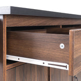 Bayfeve Kitchen Island with Trash Can Storage Cabinet, Kitchen Cart with Drop Leaf, Spice Rack, Towel Rack and Drawer, Rolling Kitchen Island on Wheels with Adjustable Shelf, Walnut Brown