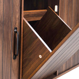 Bayfeve Kitchen Island with Trash Can Storage Cabinet, Kitchen Cart with Drop Leaf, Spice Rack, Towel Rack and Drawer, Rolling Kitchen Island on Wheels with Adjustable Shelf, Walnut Brown