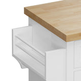 Bayfeve White 43.31 Inch Kitchen Island Cart with Two Storage Cabinets and Two Locking Wheels, 4 Door Cabinet and Two Drawers, Spice Rack, Towel Rack