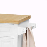 Bayfeve White 43.31 Inch Kitchen Island Cart with Two Storage Cabinets and Two Locking Wheels, 4 Door Cabinet and Two Drawers, Spice Rack, Towel Rack