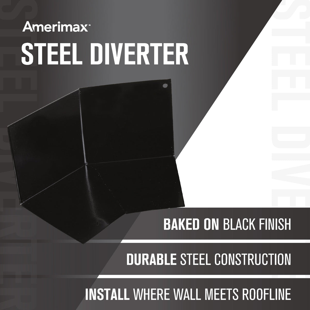Amerimax 4-in x 8-in Black Galvanized Steel Step Flashing Diverter