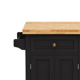 Bayfeve Black 43.31 Inch Kitchen Island Cart with Two Storage Cabinets and Two Locking Wheels, 4 Door Cabinet and Two Drawers, Spice Rack, Towel Rack