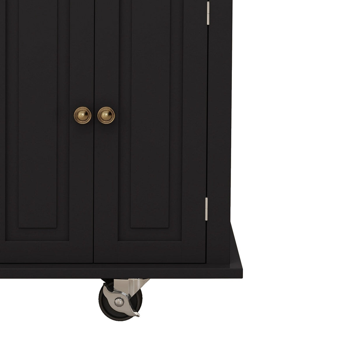 Bayfeve Black 43.31 Inch Kitchen Island Cart with Two Storage Cabinets and Two Locking Wheels, 4 Door Cabinet and Two Drawers, Spice Rack, Towel Rack