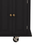 Bayfeve Black 43.31 Inch Kitchen Island Cart with Two Storage Cabinets and Two Locking Wheels, 4 Door Cabinet and Two Drawers, Spice Rack, Towel Rack