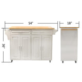 Bayfeve Kitchen Island  Kitchen Cart, Mobile Kitchen Island, Rubber Wood Top, Big  Adjustable Shelf Inside Cabinet for Different Utensils
