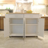 Bayfeve Kitchen Island  Kitchen Cart, Mobile Kitchen Island, Rubber Wood Top, Big  Adjustable Shelf Inside Cabinet for Different Utensils