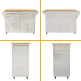 Bayfeve Kitchen Island  Kitchen Cart, Mobile Kitchen Island, Rubber Wood Top, Big  Adjustable Shelf Inside Cabinet for Different Utensils