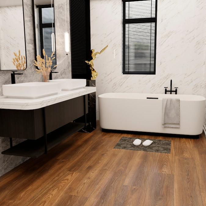 STAINMASTER Halladay Oak 10-mm T x 7-1/2-in W x 50-in L Waterproof Wood Plank Laminate Flooring (21.06-sq ft / Carton)