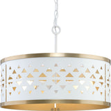 Progress Lighting Avec 3-Light Champagne Bronze Modern/Contemporary Drum Medium Hanging Pendant Light