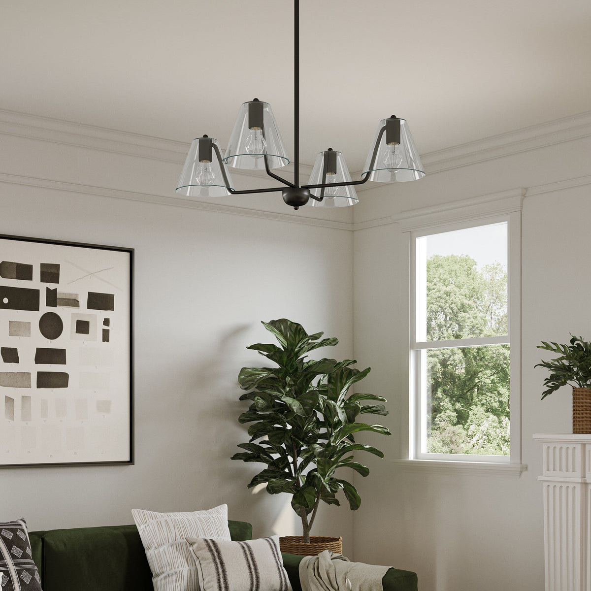 Progress Lighting Avec 4-Light Matte Black Modern/Contemporary Chandelier