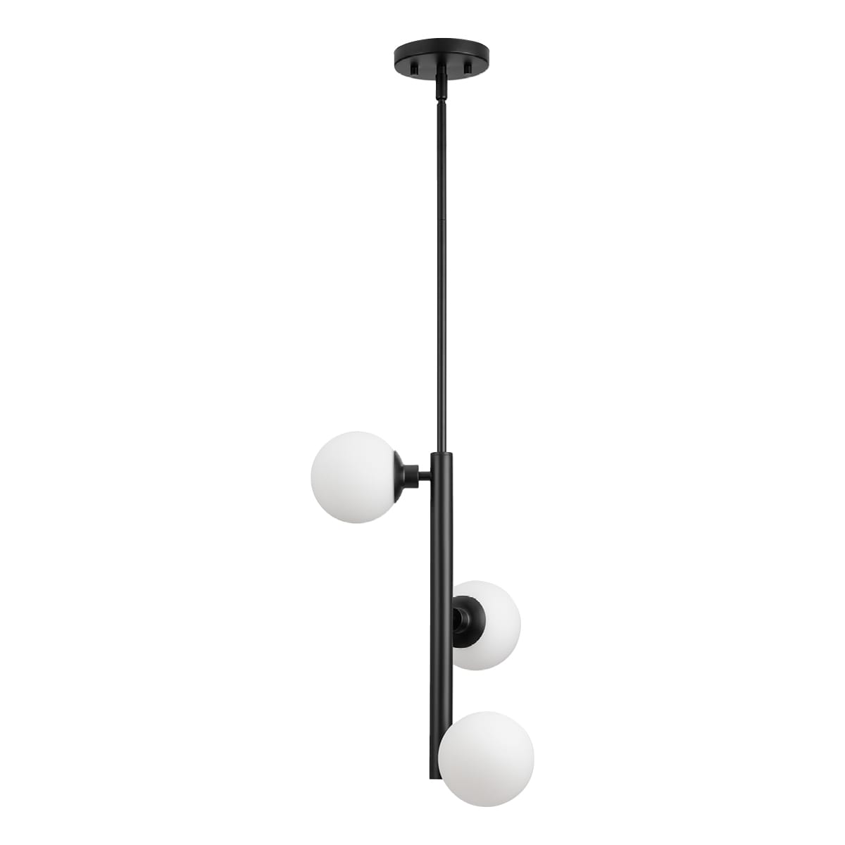Progress Lighting Avec 3-Light Matte Black Modern/Contemporary White Glass Linear Medium Hanging Pendant Light