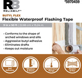 RELIABILT Butyl Flex 9-in x 50-ft White Self-Adhesive Butyl Rubber Waterproof Flashing Tape Roll