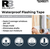 RELIABILT Self-Adhesive Waterproof Flashing Tape, 9 in x 33 ft, Silver Rubberized Asphalt Roll, 9-Pack
