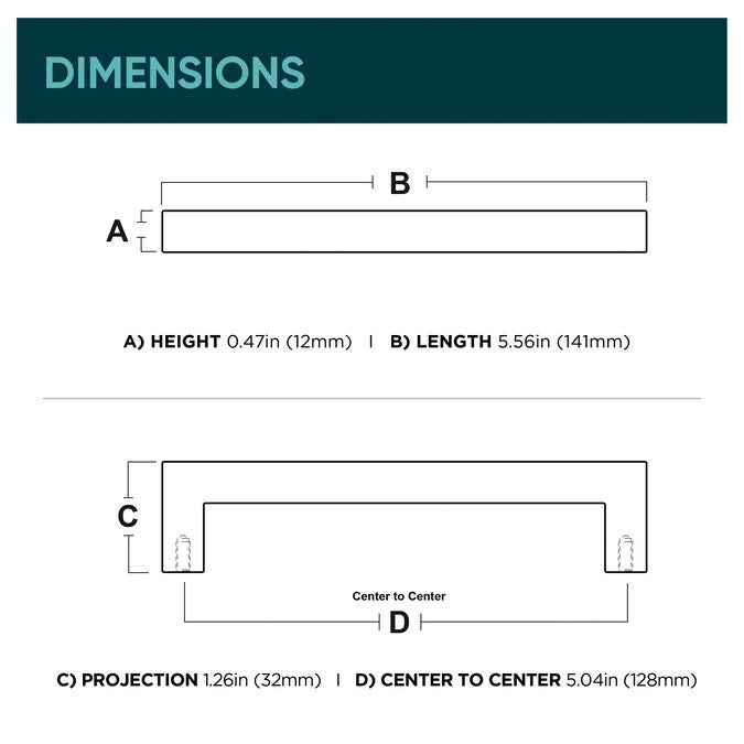 Origin21 Origin 21 Zoey 5-1/16-in (128mm) Center to Center Blue Gray Square Handle Drawer Pull