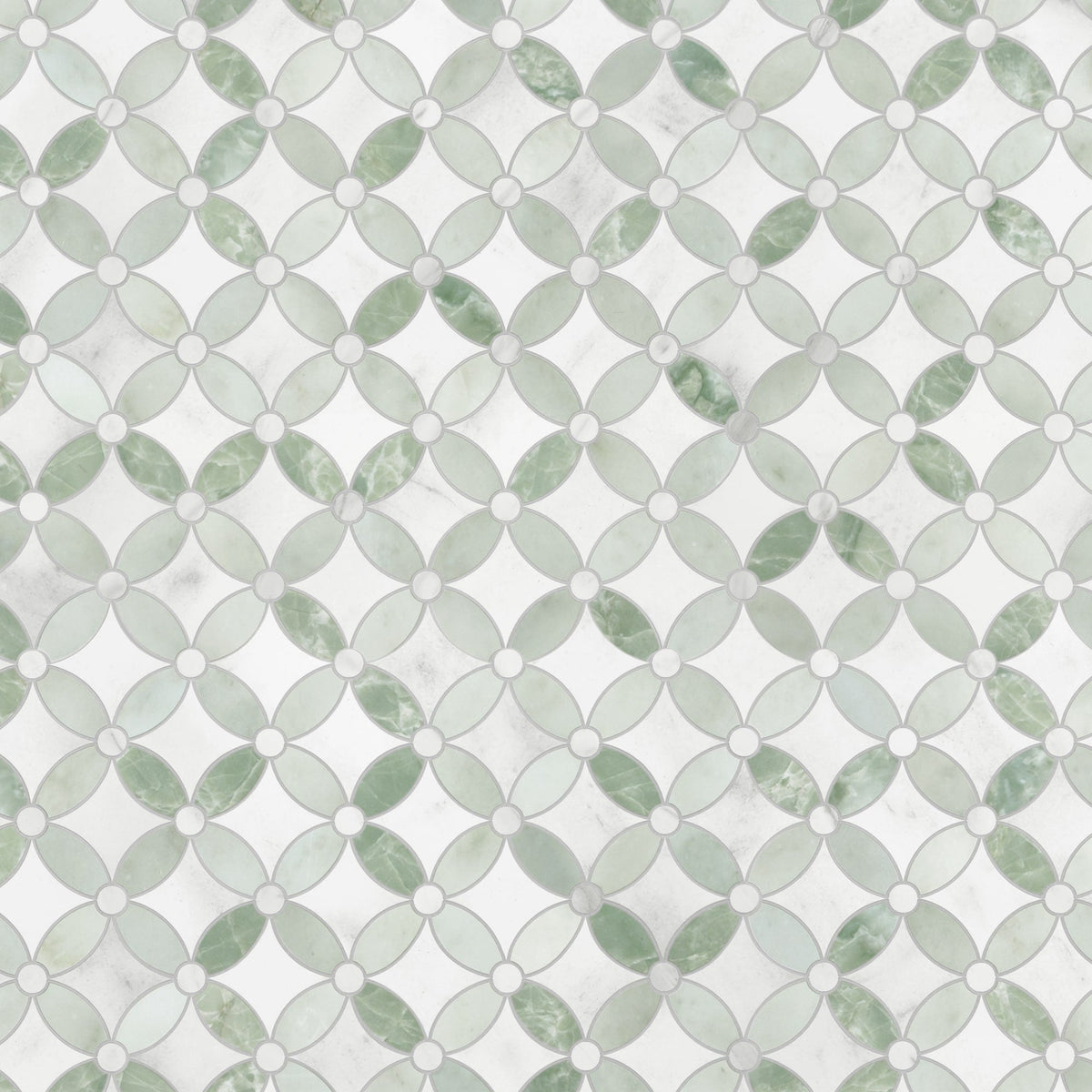 SUNWINGS Coin Waterjet Green 11-in x 11-in Matte Composite Marble look Octagon Peel and stick Mosaic Wall Tile product image