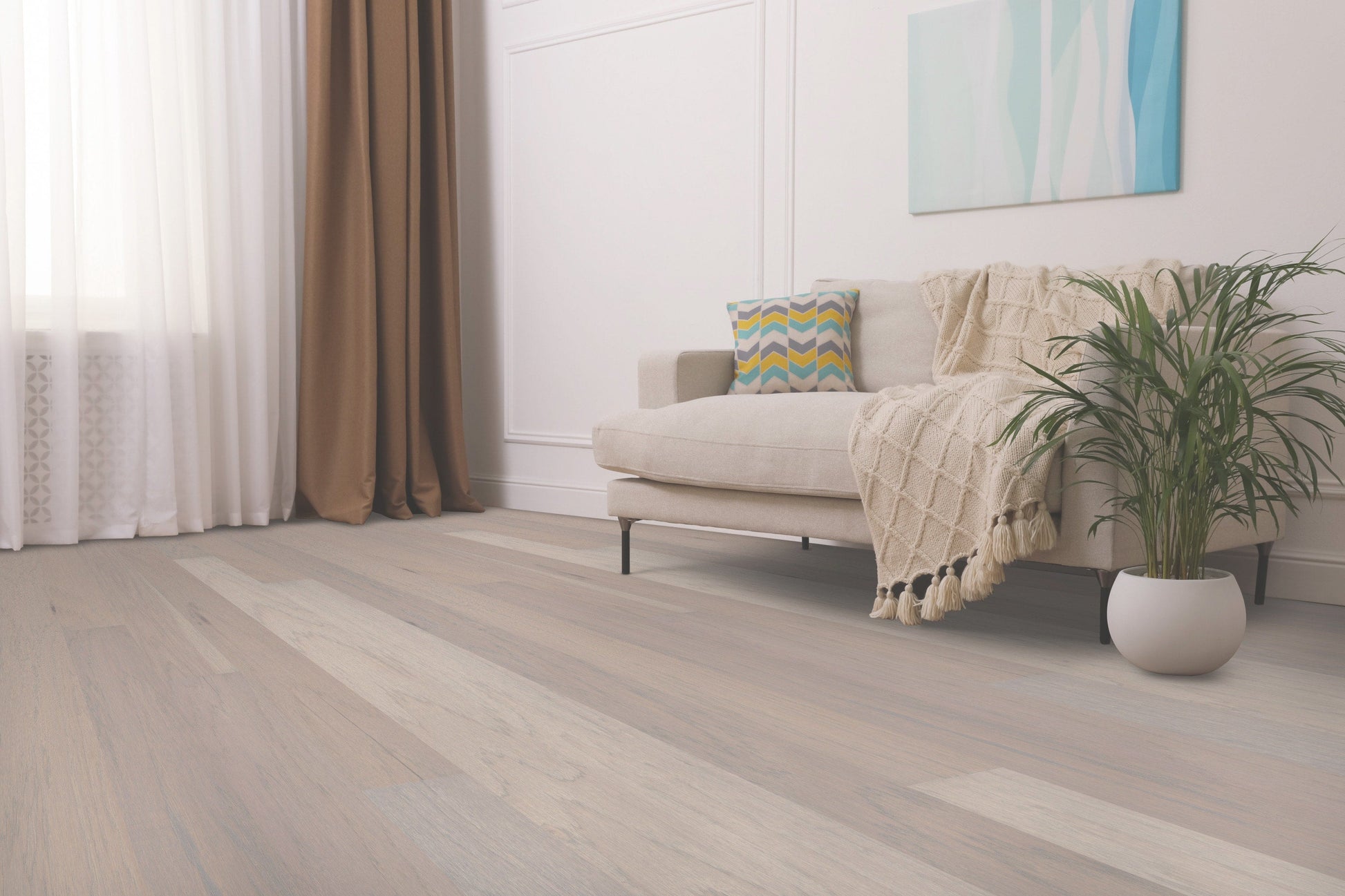 Shaw Hickory Providence hardwood flooring — installed room view