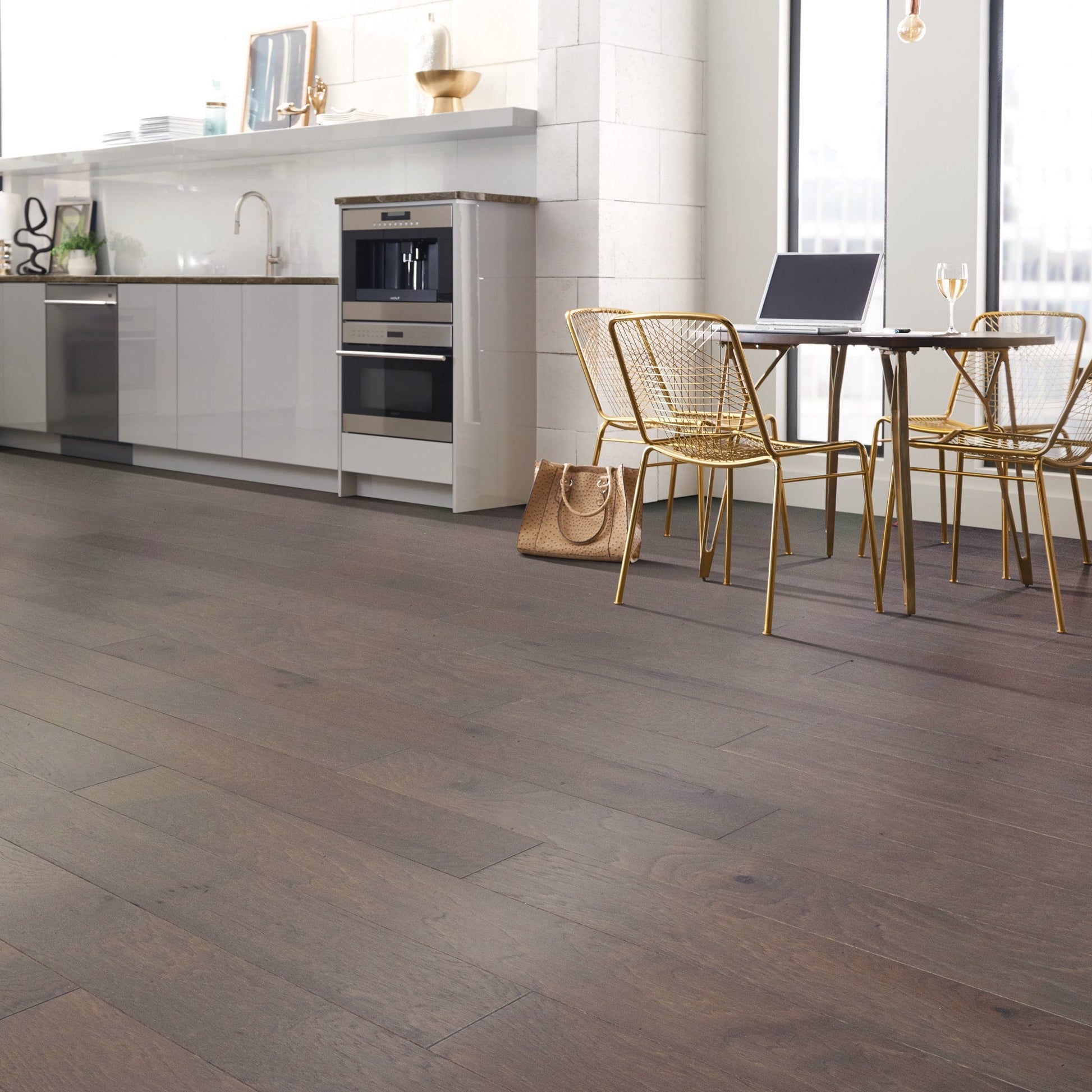 Shaw Hickory Savannah hardwood flooring — installed room view