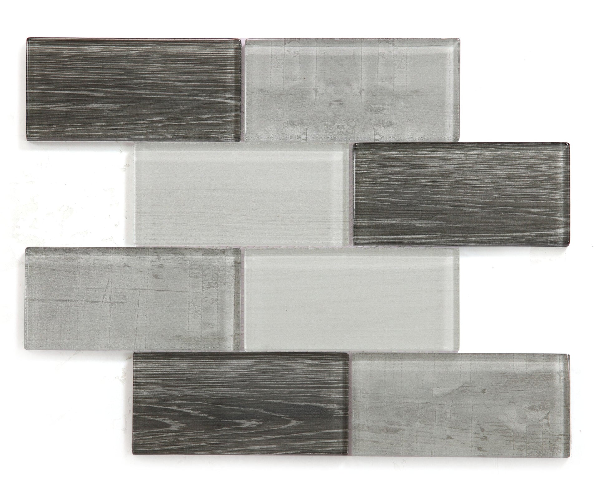 Abolos Gray Gray 12-in x 12-in Glossy Glass Brick look Mosaic Wall Tile product image