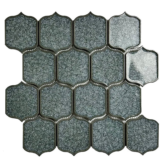 Abolos Mont Blue 12-in x 12-in Glazed Porcelain Arabesque Mosaic Wall Tile product image