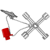 KNIPEX Control Cabinet Key, 4-Way with Reversible PH2/Slotted Bit, 00 11 03