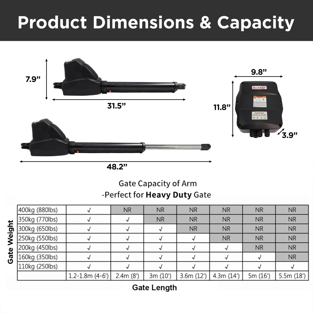 ALEKO 10-ft Single Swing Universal Battery Driveway Gate Opener Kit (Solar Compatible)