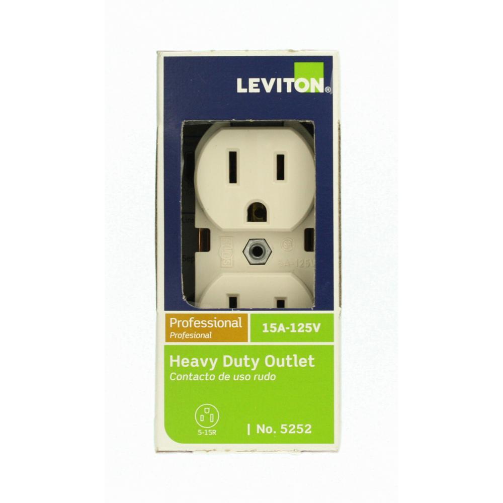 15 Amp Industrial Grade Narrow-Body Duplex Outlet, Light Almond - Super Arbor