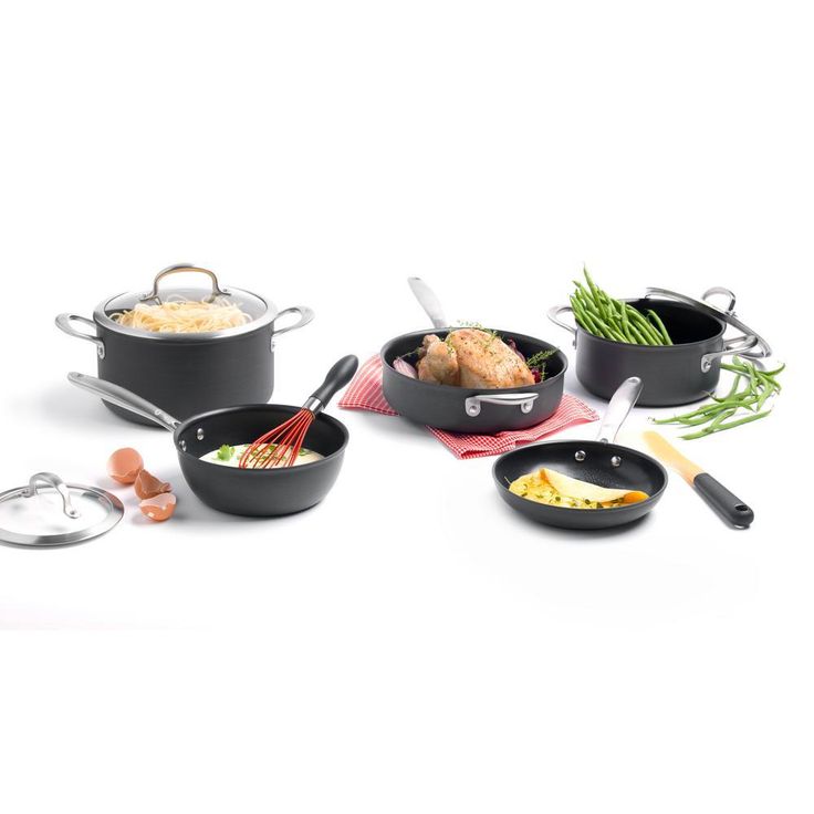 Good Grips 12-Piece Hard-Anodized Aluminum Ceramic Nonstick Cookware Set in Black