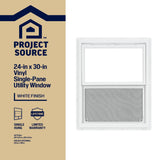 Project Source 20000S Series New Construction 23-1/2-in x 29-1/2-in x 2-1/4-in Jamb White Vinyl Single-Pane Single-Hung Window, Half Screen Included