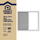 Project Source 10001 Series 35-1/2-in W x 23-1/2-in H x 3-in Jamb Left-Operable Vinyl Sliding Window, White, Half Screen Included