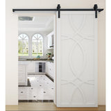 42 in. x 84 in. Hollywood Bright White Wood Sliding Barn Door with Hardware Kit - Super Arbor