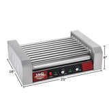 24 Hot Dog Stainless Steel Roller - Electric Countertop Cooker, Drip Tray & Dual Zones