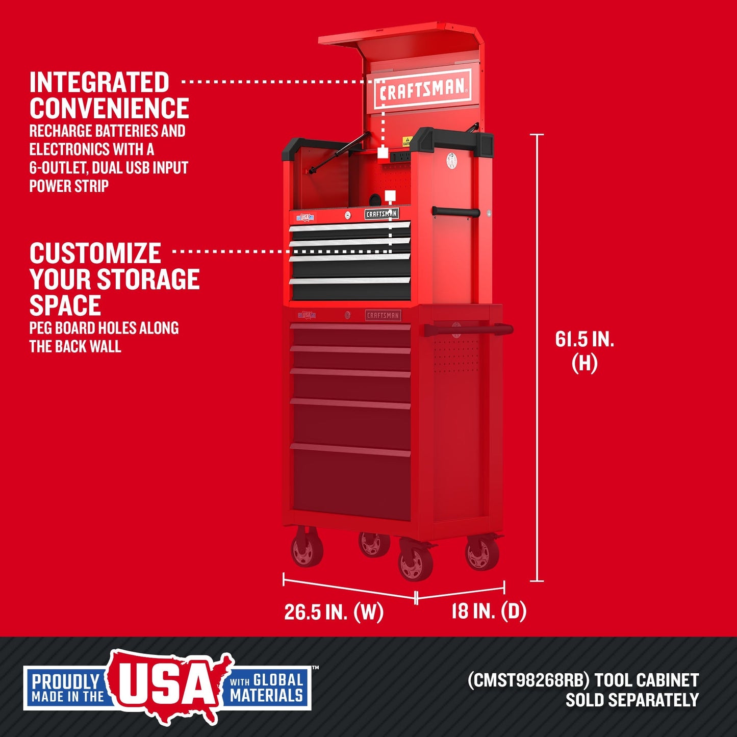 CRAFTSMAN 2000 Series 4-Drawer Steel Tool Chest, Red