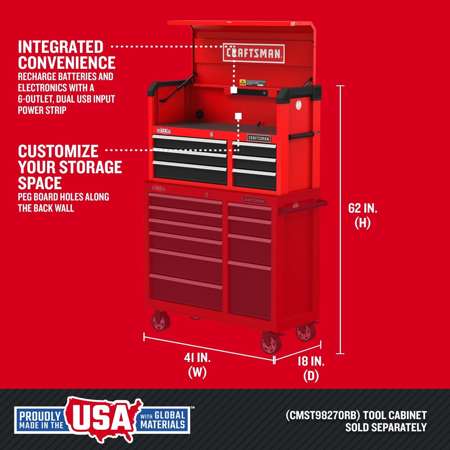 CRAFTSMAN 2000 Series 6-Drawer Steel Tool Chest, Red, 41-Inches Wide