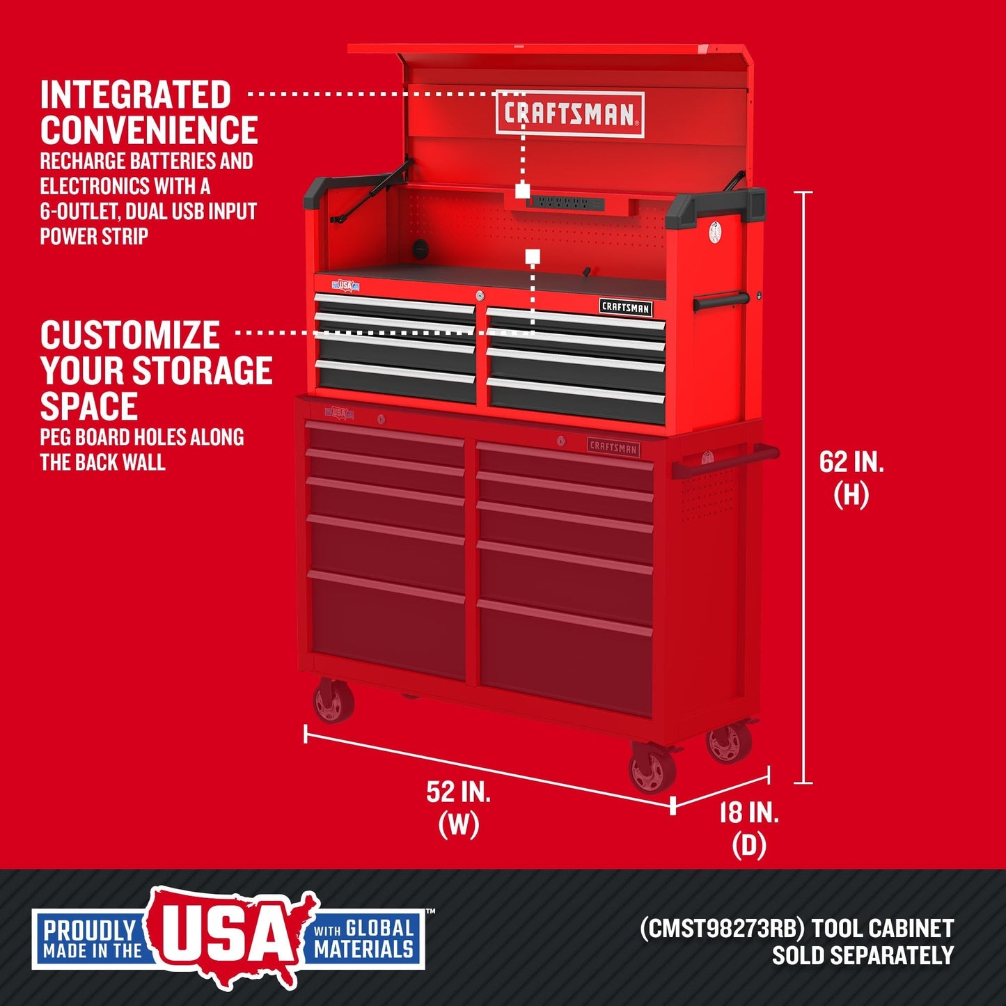 CRAFTSMAN 2000 Series 8-Drawer Steel Tool Chest, Red