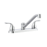 Project Source Dover Chrome 2-Handle Low-Arc Deck-Mount Kitchen Faucet with Side Sprayer and Deck Plate