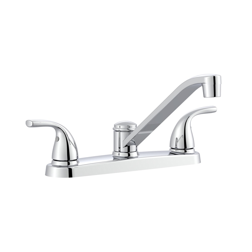 Project Source Dover Chrome 2-Handle Deck-Mount Low-Arc Kitchen Faucet with Deck Plate