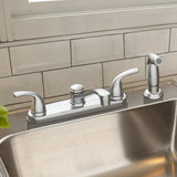 Project Source Dover Chrome 2-Handle Low-Arc Deck-Mount Kitchen Faucet with Side Sprayer and Deck Plate