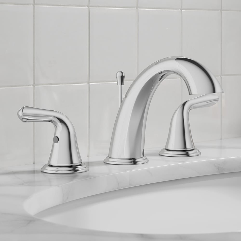 Project Source Dover Chrome 2‑Handle Widespread WaterSense Bathroom Sink Faucet with Drain