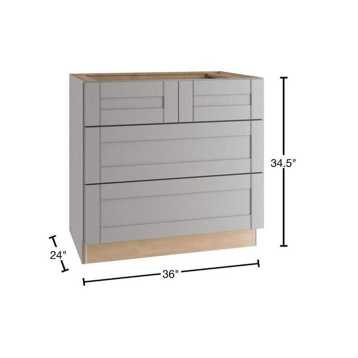 Home Decorators Collection Washington Veiled Gray Plywood Shaker Assembled Cooktop Base Kitchen Cabinet Soft Close 36 in W x 24 in D x 34.5 in H