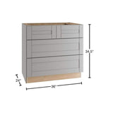 Home Decorators Collection Washington Veiled Gray Plywood Shaker Assembled Cooktop Base Kitchen Cabinet Soft Close 36 in W x 24 in D x 34.5 in H