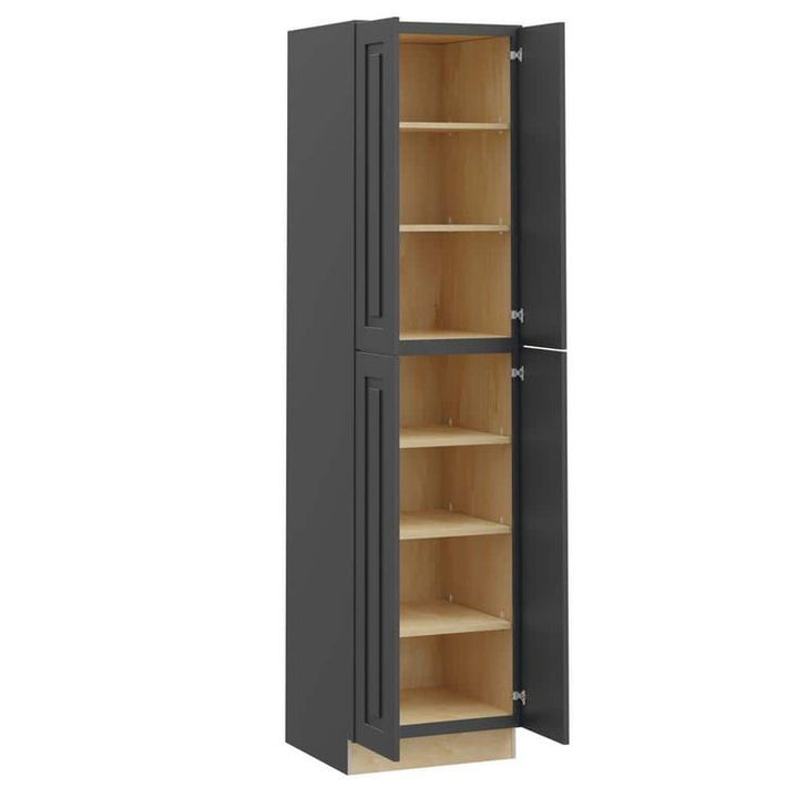 Home Decorators Collection Grayson 24 in. W x 24 in. D x 96 in. H Assembled Plywood Pantry Kitchen Cabinet in Deep Onyx with Soft Close