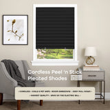 Achim Cordless 1-2-3 Shade, 48 in W x 75 in L, Black Room Darkening Cordless Pleated Temporary Shade